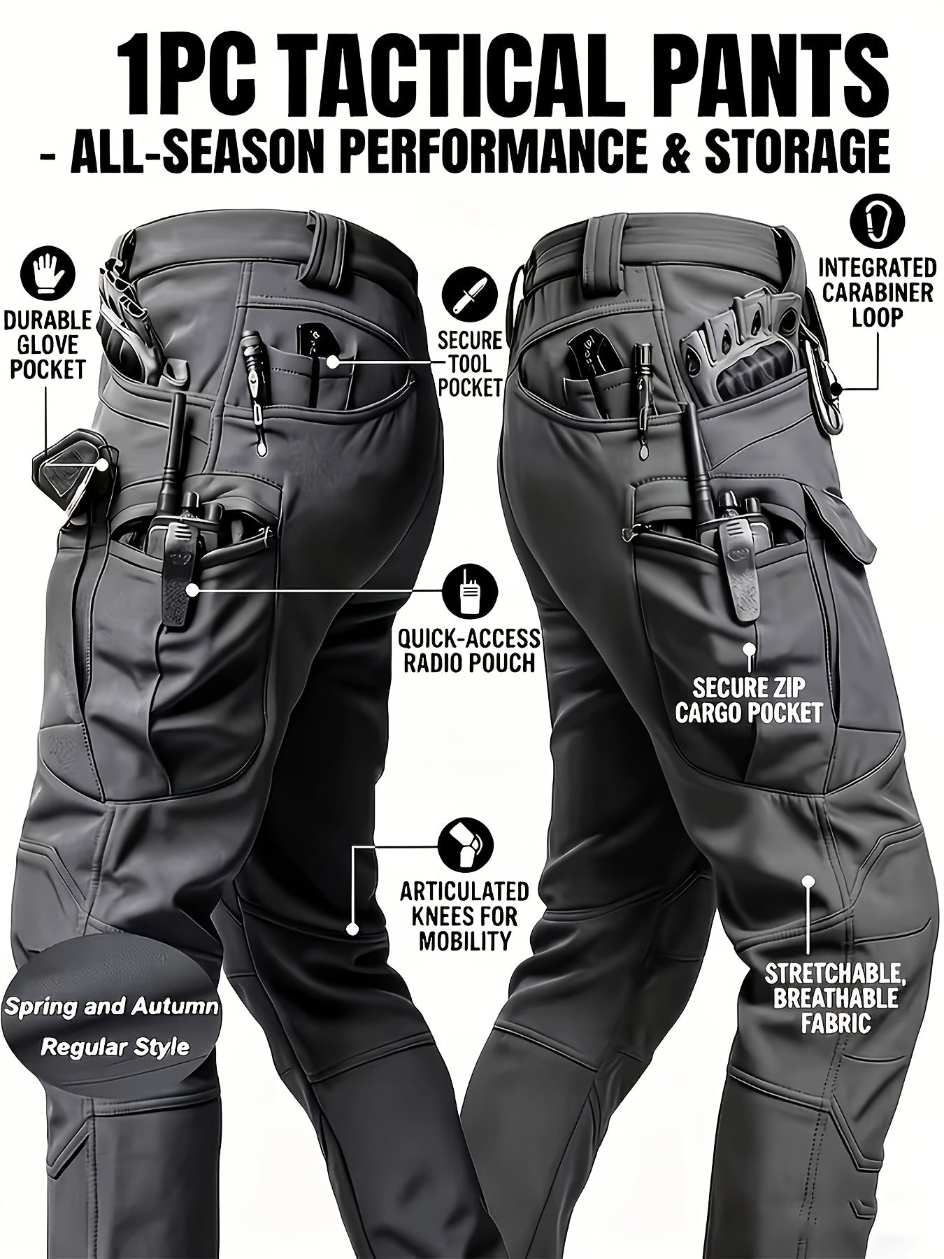 Men's Color A Polyester Cargo Cargo Pants - product view 13