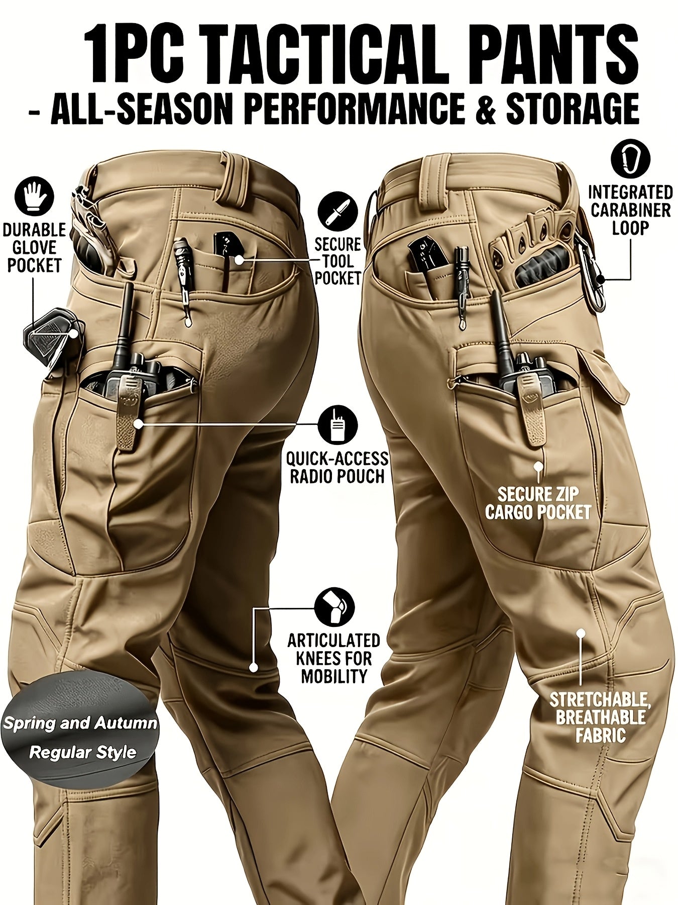 Men's Color A Polyester Cargo Cargo Pants - product view 18