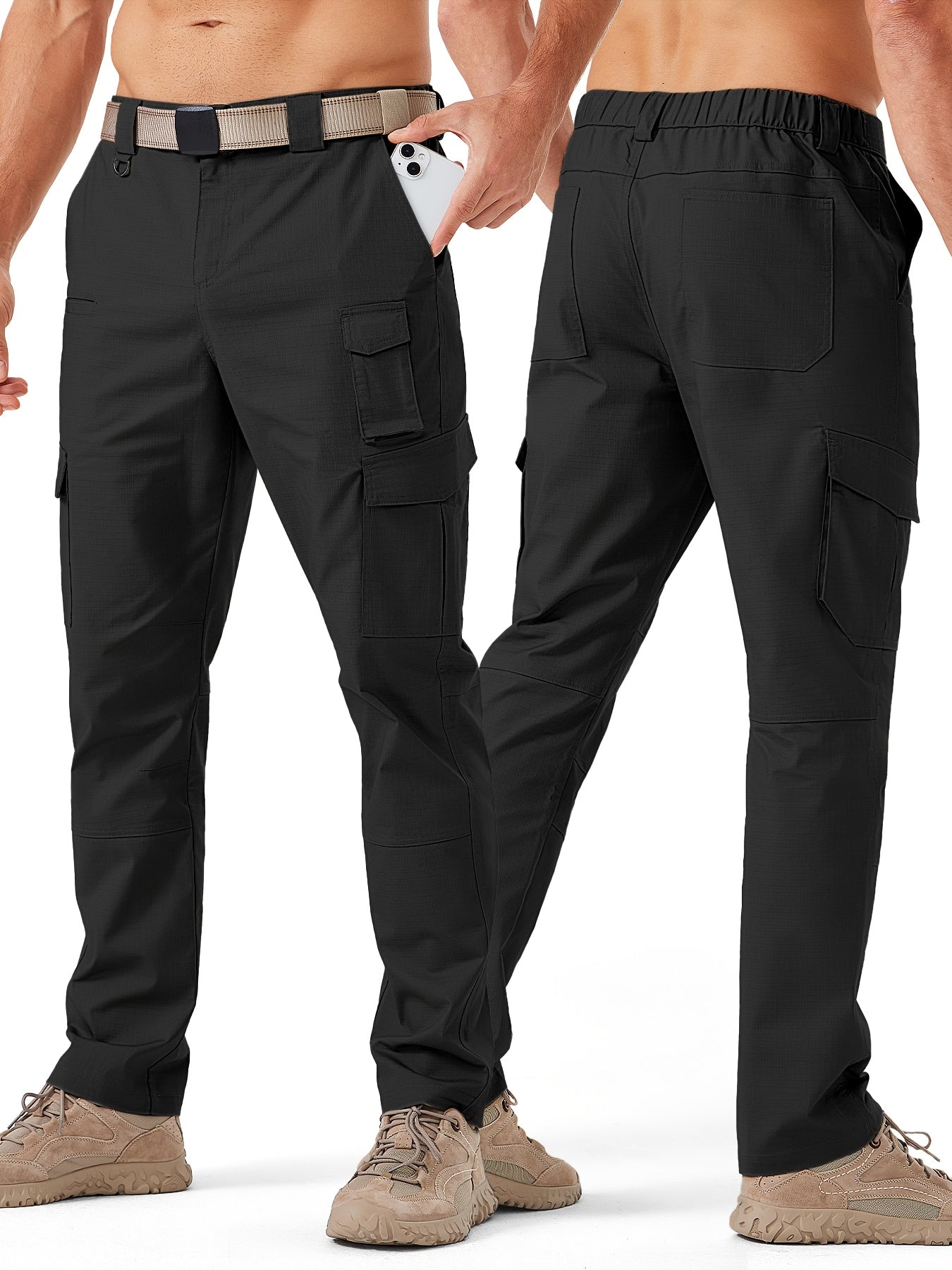 Men's Khaki Polyester Cargo Cargo Pants - product view 43