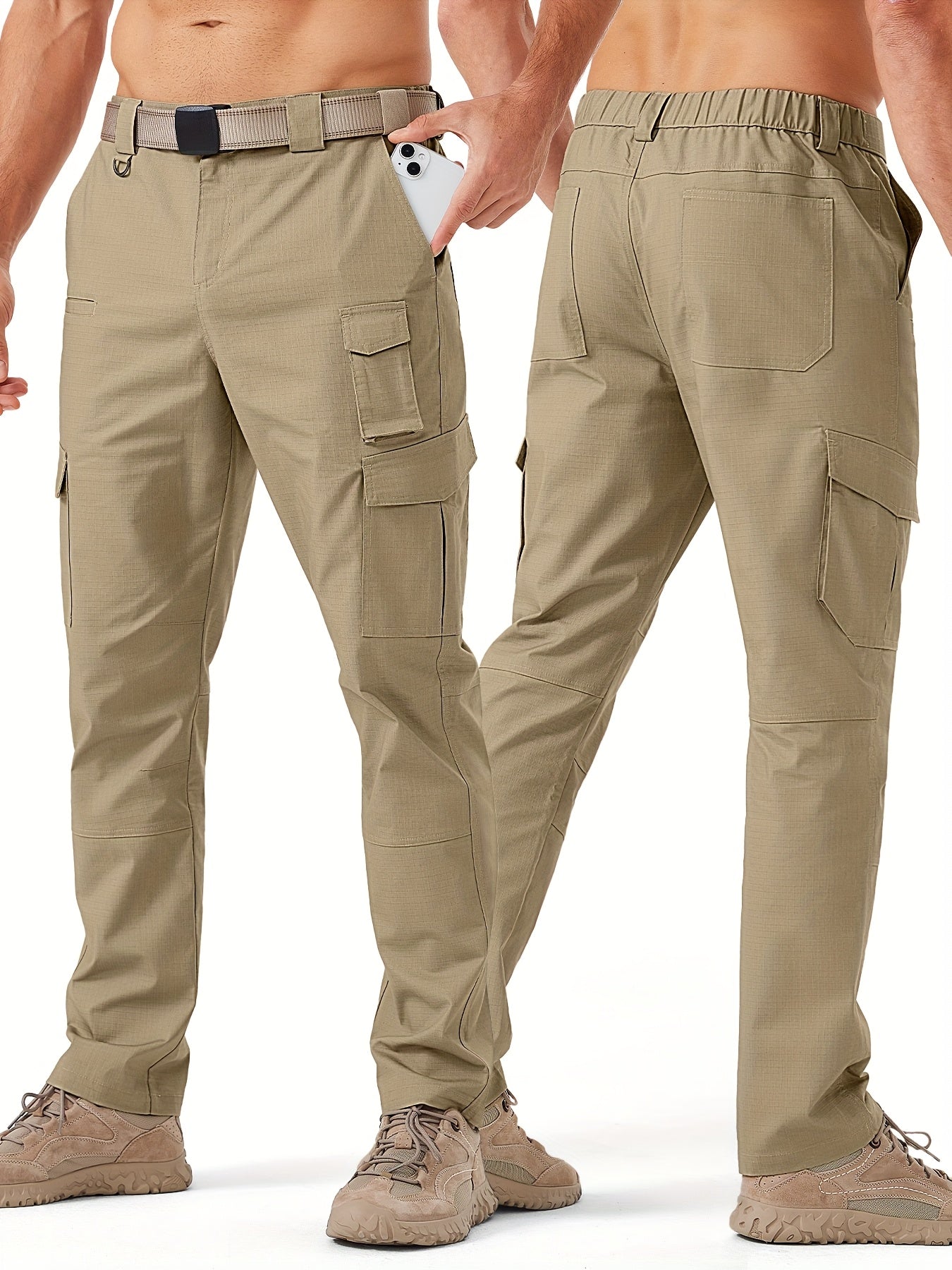 Men's Khaki Polyester Cargo Cargo Pants - product view 9