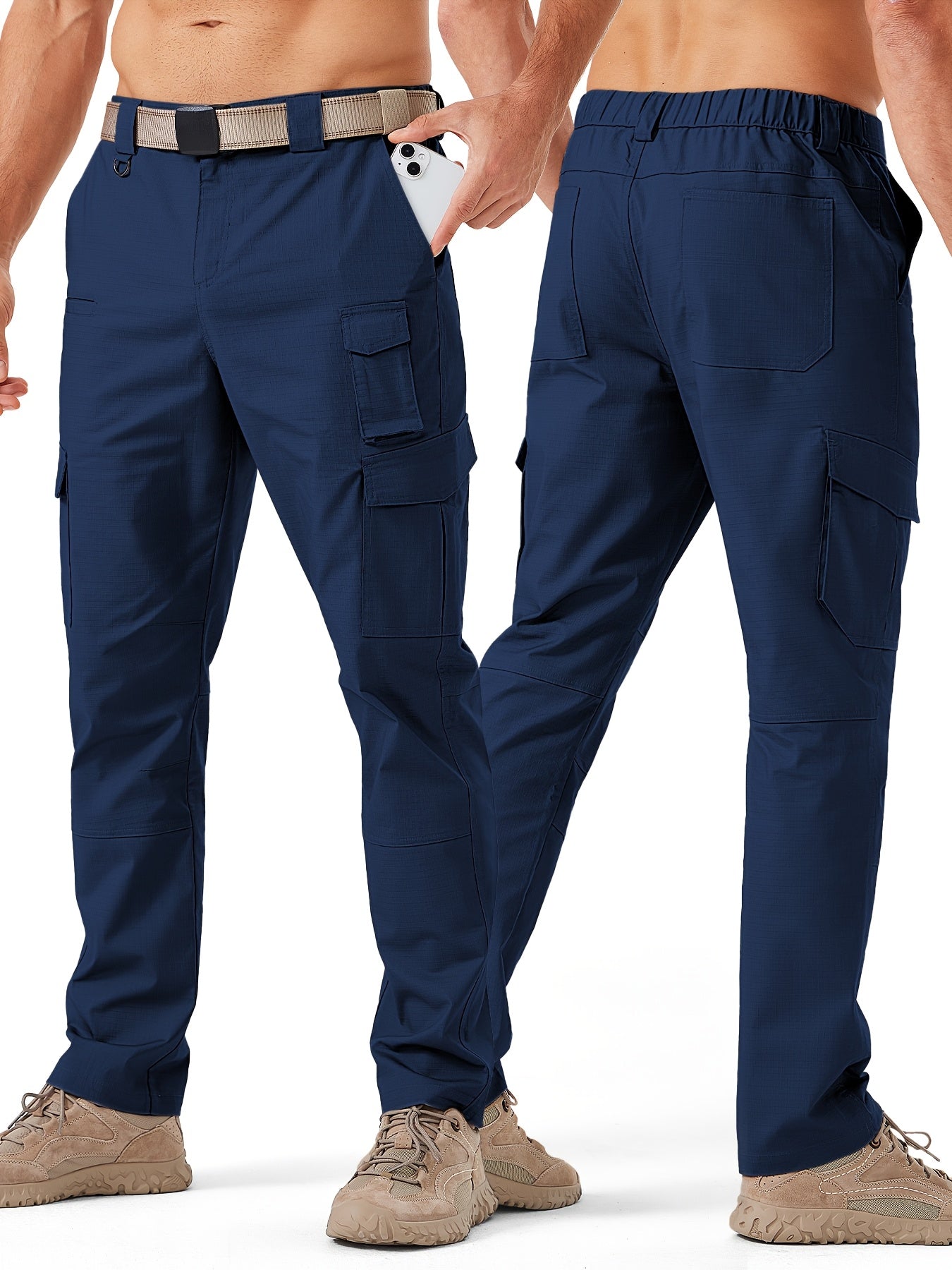 Men's Khaki Polyester Cargo Cargo Pants - product view 35