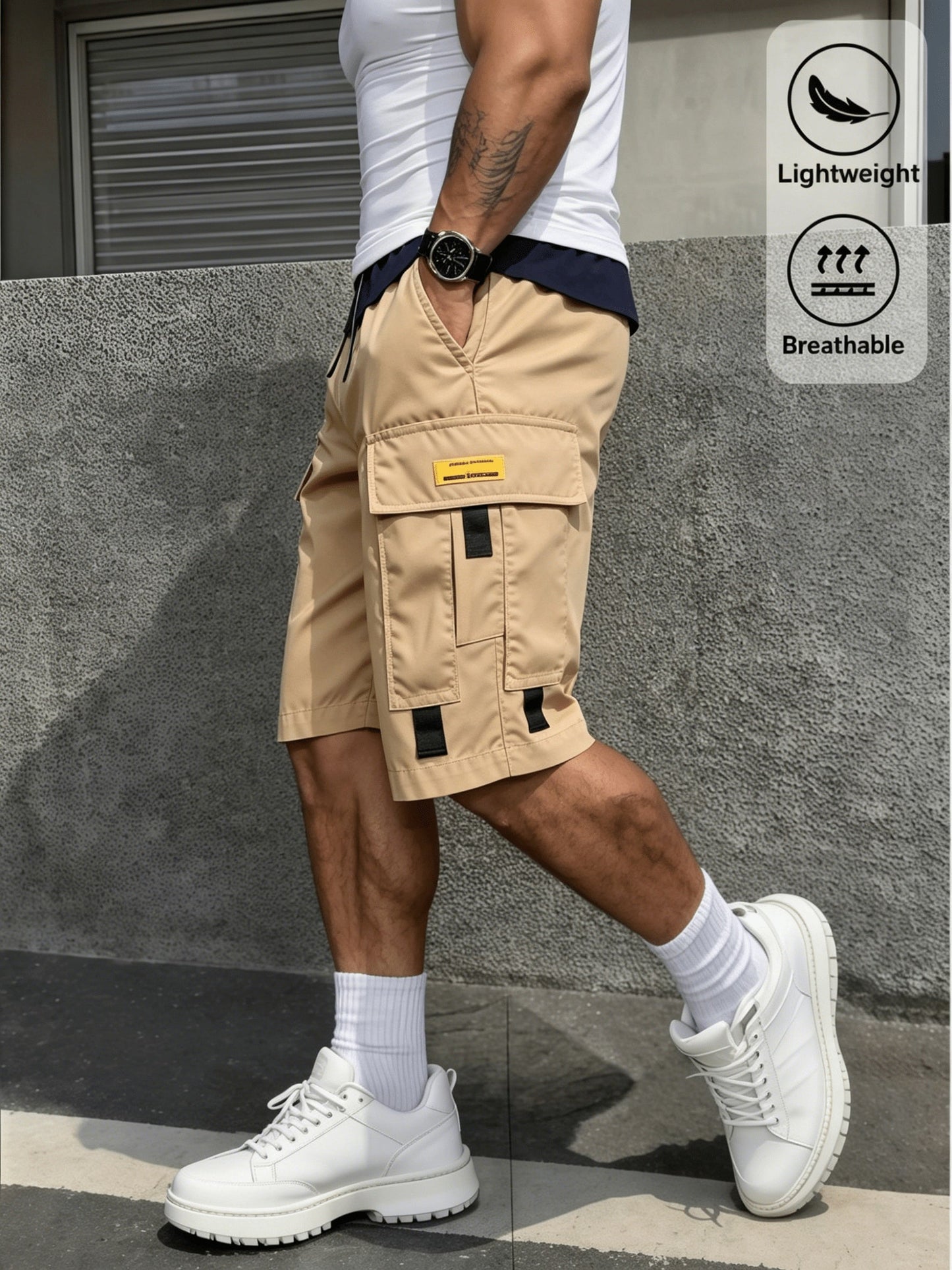 Men's Cargo Shorts - Drawstring Waist With Pockets
