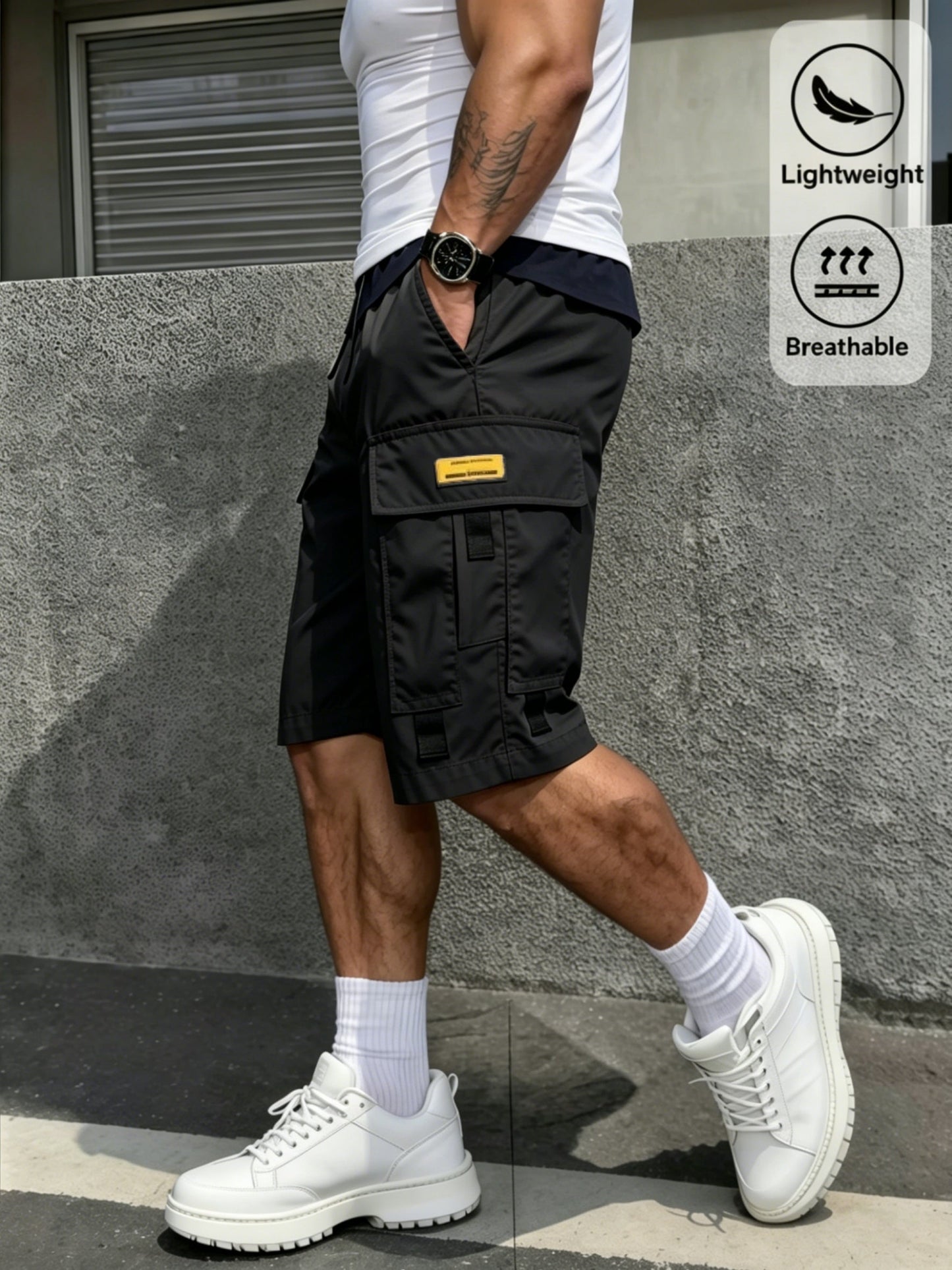 Men's Cargo Shorts - Drawstring Waist With Pockets
