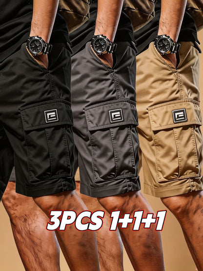 Men's Black+gray+khaki Cargo Shorts - product view 3