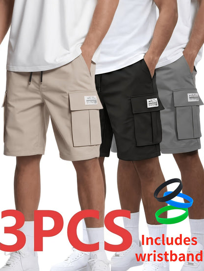 Men's Solid Color Series Polyester Cargo Shorts - product view 26