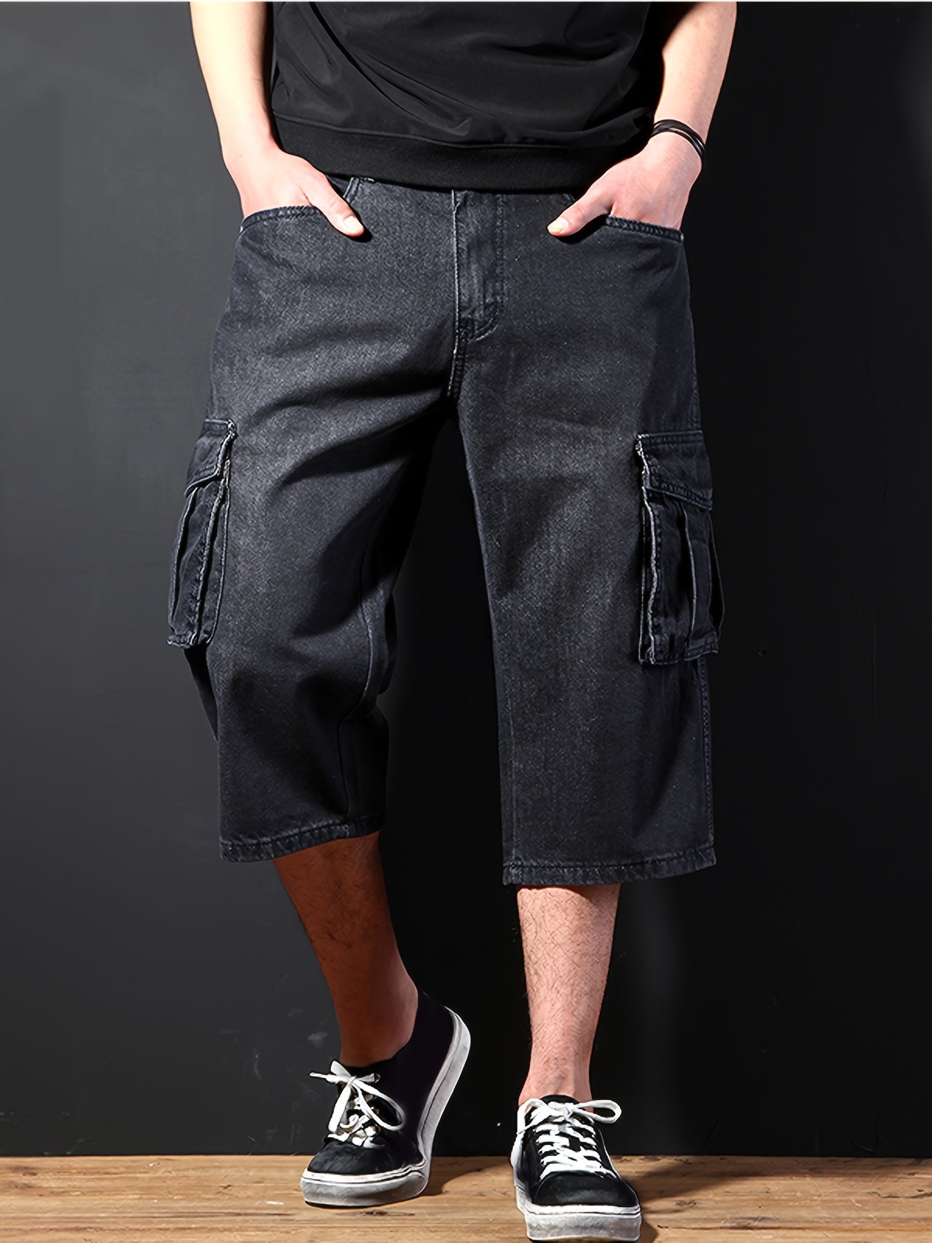 Men's Blue Denim Cargo Shorts - product view 16