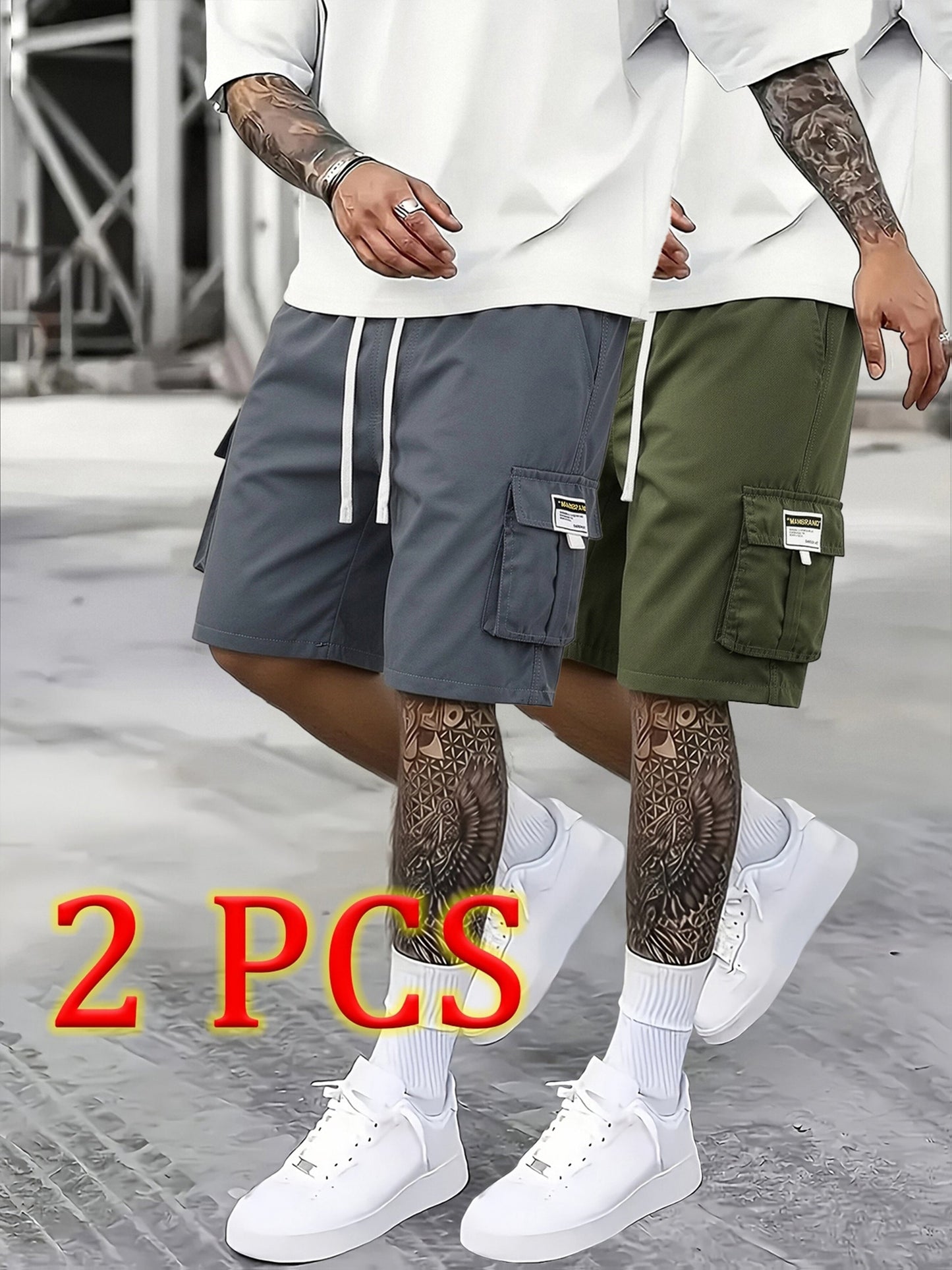 Men's Mixed colors Polyester Utility Cargo Shorts - product view 29