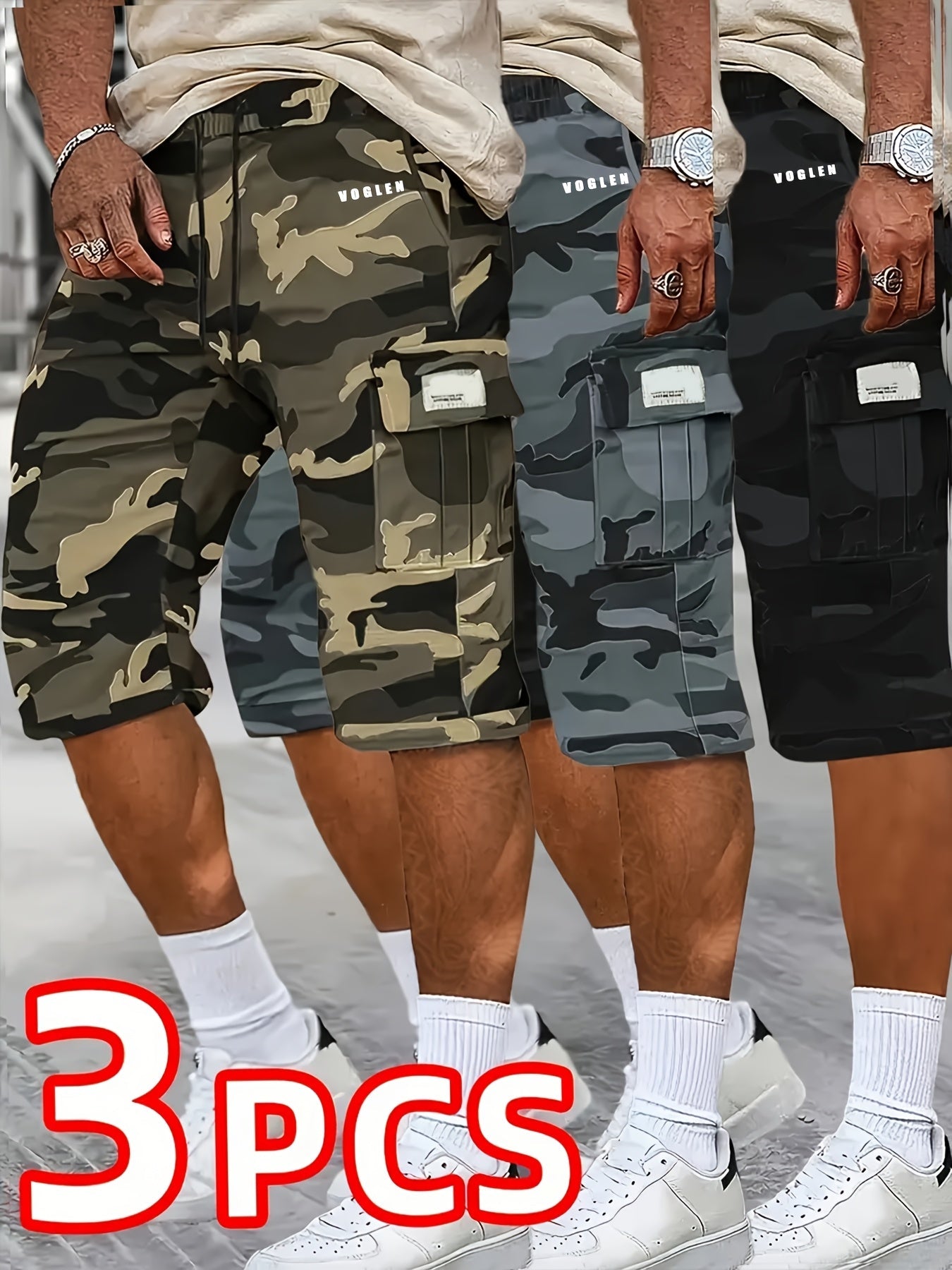 Men's lvse+kaqise+huise Polyester Utility Cargo Shorts - product view 14