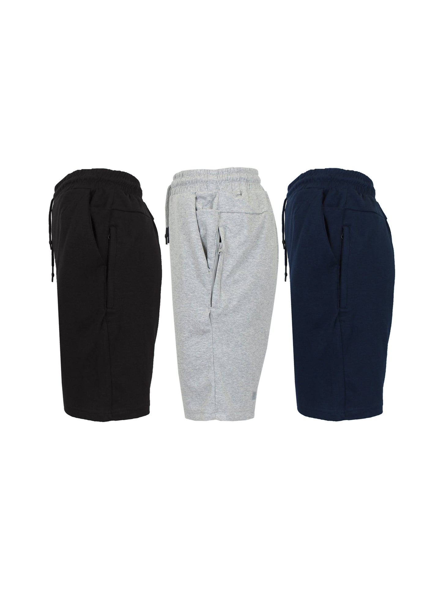Men's Black - Heather Grey - Navy Cotton Shorts - product view 1