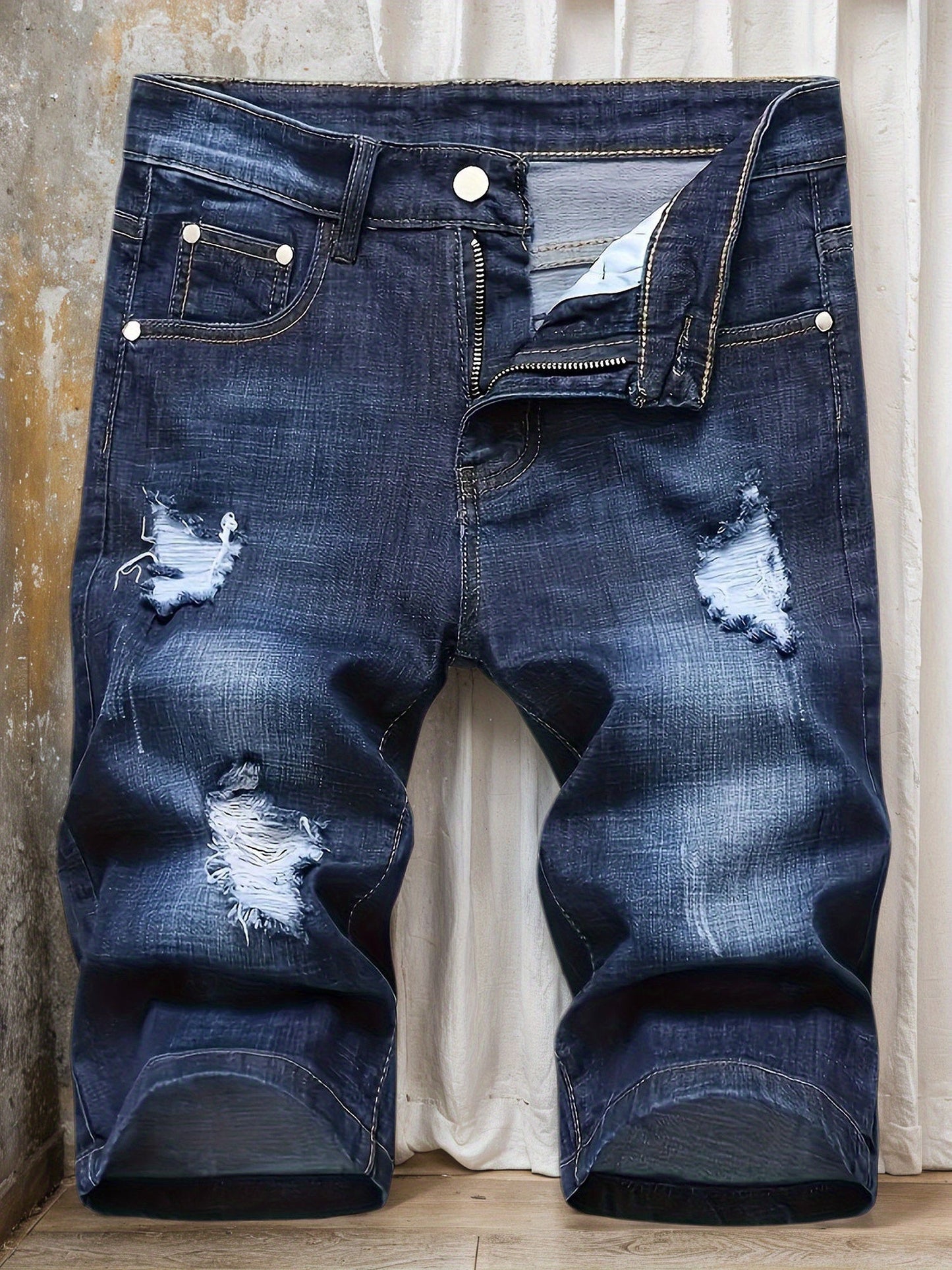 Men's Dark Blue Slim-Fit Pants - product view 5