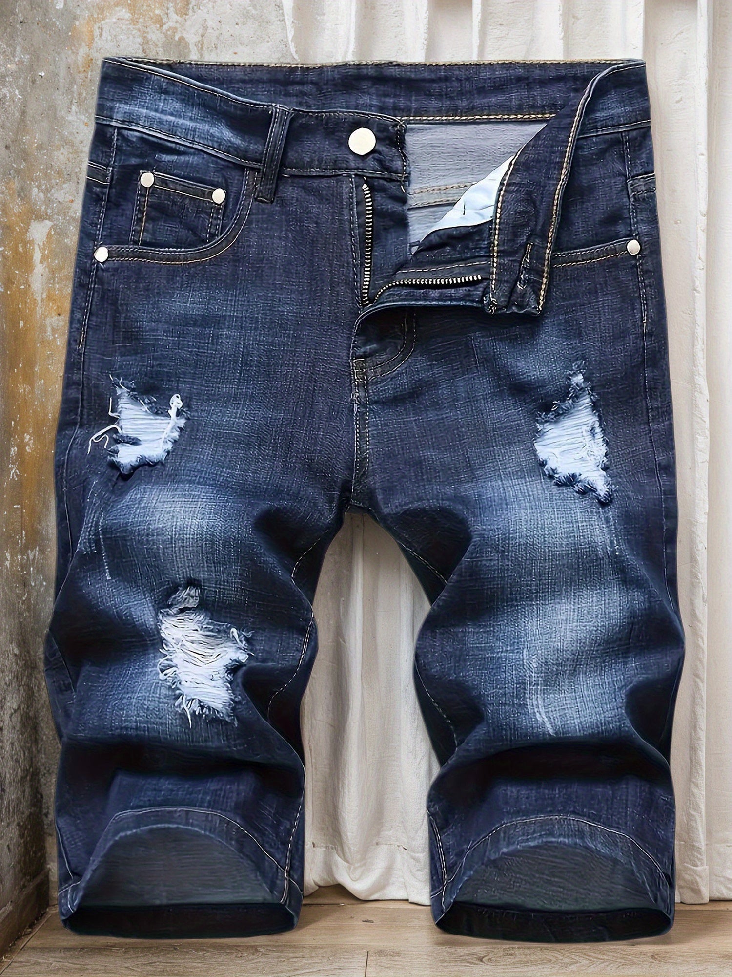 Men's Dark Blue Slim-Fit Pants - product view 5