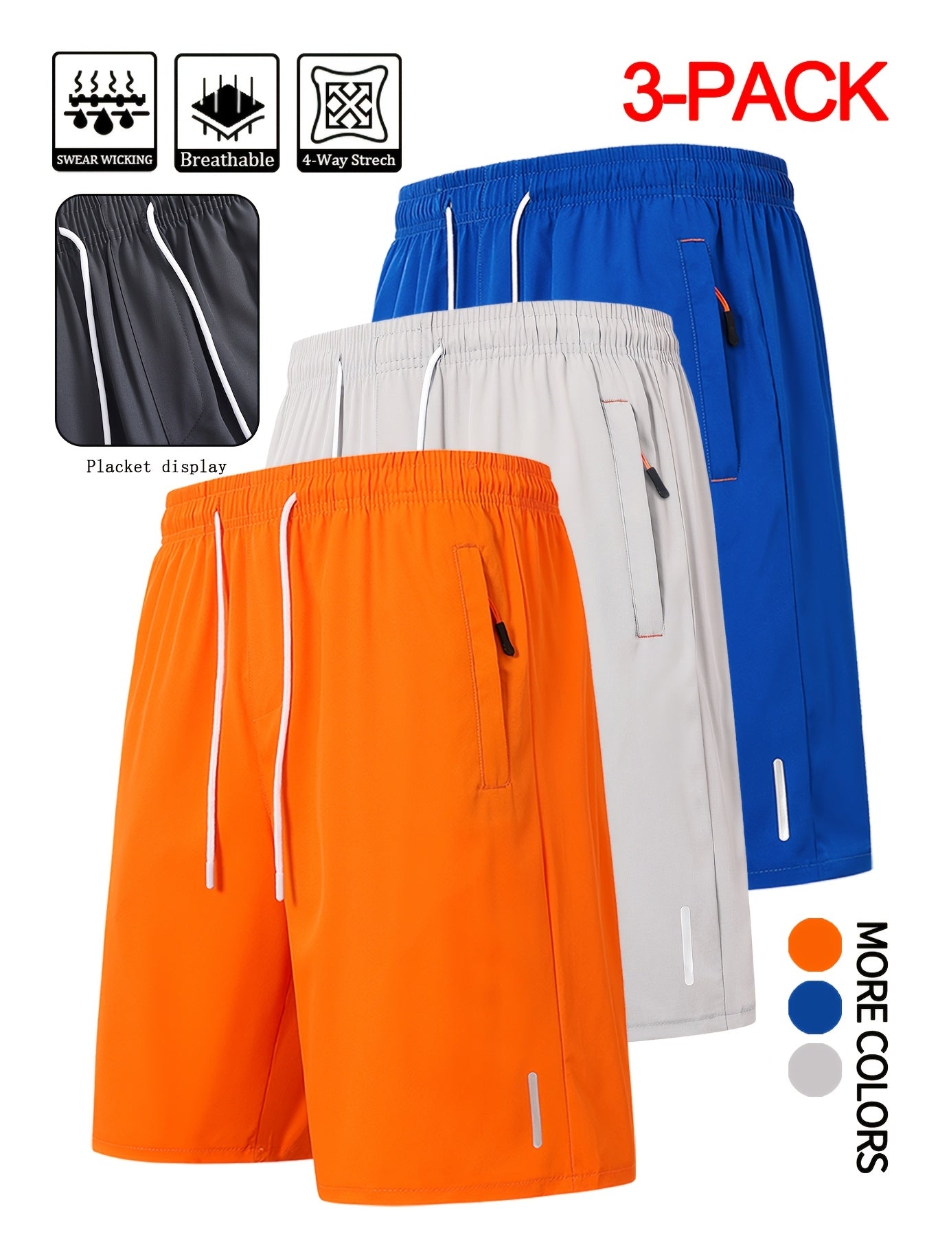 Men's Black + Dark Gray + Light Gray Shorts - product view 30