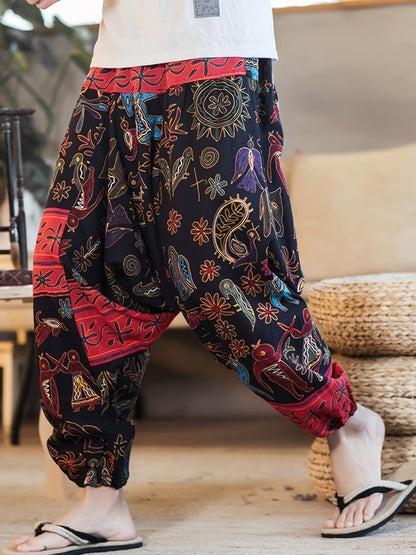 Men's Hieroglyphic Mural Pattern Pants - product view 17