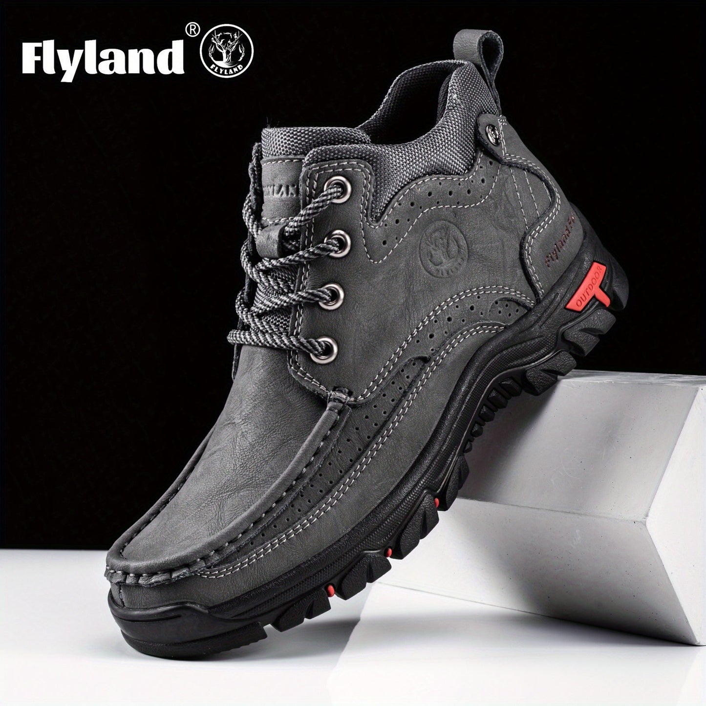Men's Grey Faux Leather Shoes - product view 2