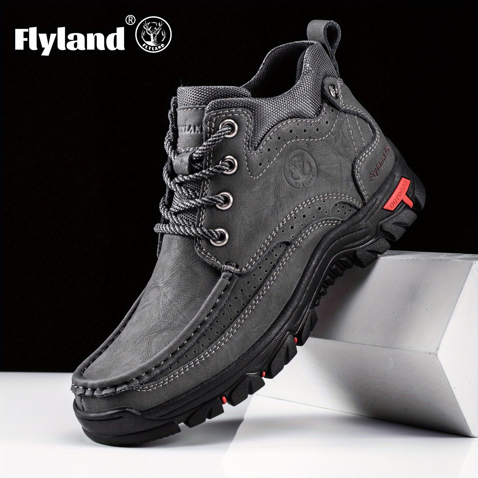Men's Grey Faux Leather Shoes - product view 2