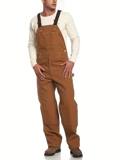 Men'S Brown Oxford Overalls Multi Pocket Workwear with Adjustable Straps And Waist - product view 17