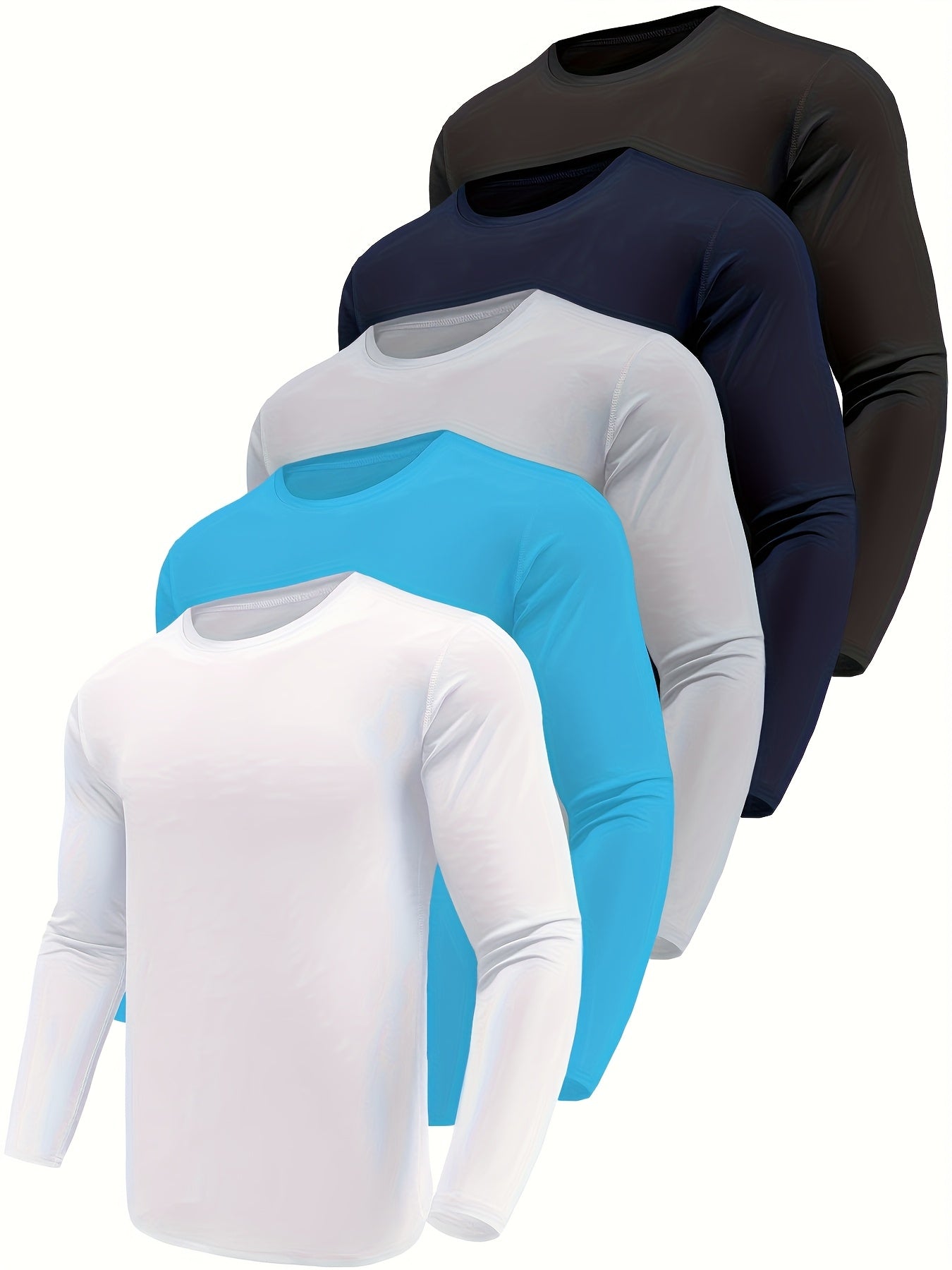 Kinglaman 5pcs Men'S Quick Dry Long Sleeve T Shirts for Casual Workouts with - product view 11