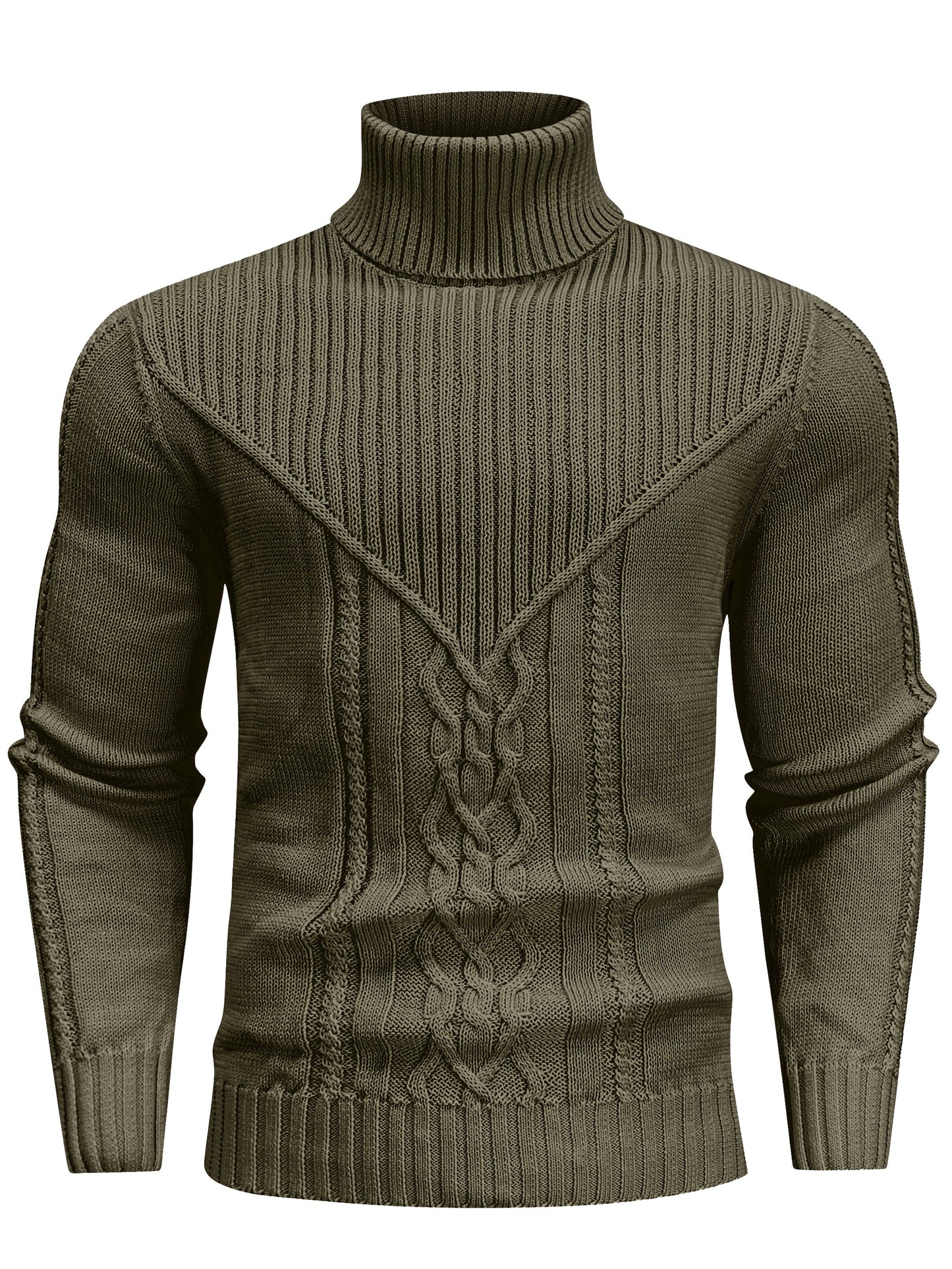 Men's Mature Casual Vintage Twisted Turtleneck Knit Pullover - product view 27