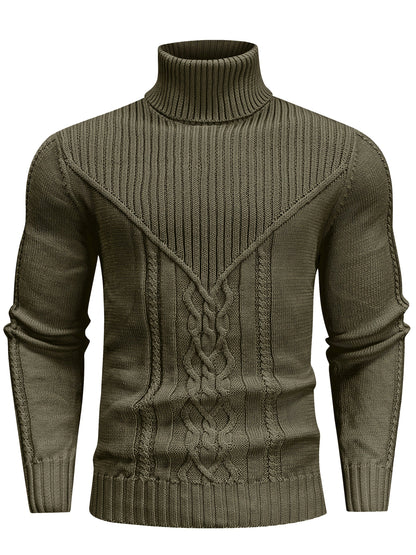 Men's Mature Casual Vintage Twisted Turtleneck Knit Pullover - product view 27