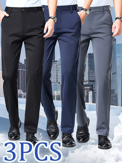 Men's Black + Navy Blue + Gray Polyester High-Waist Dress - product view 6