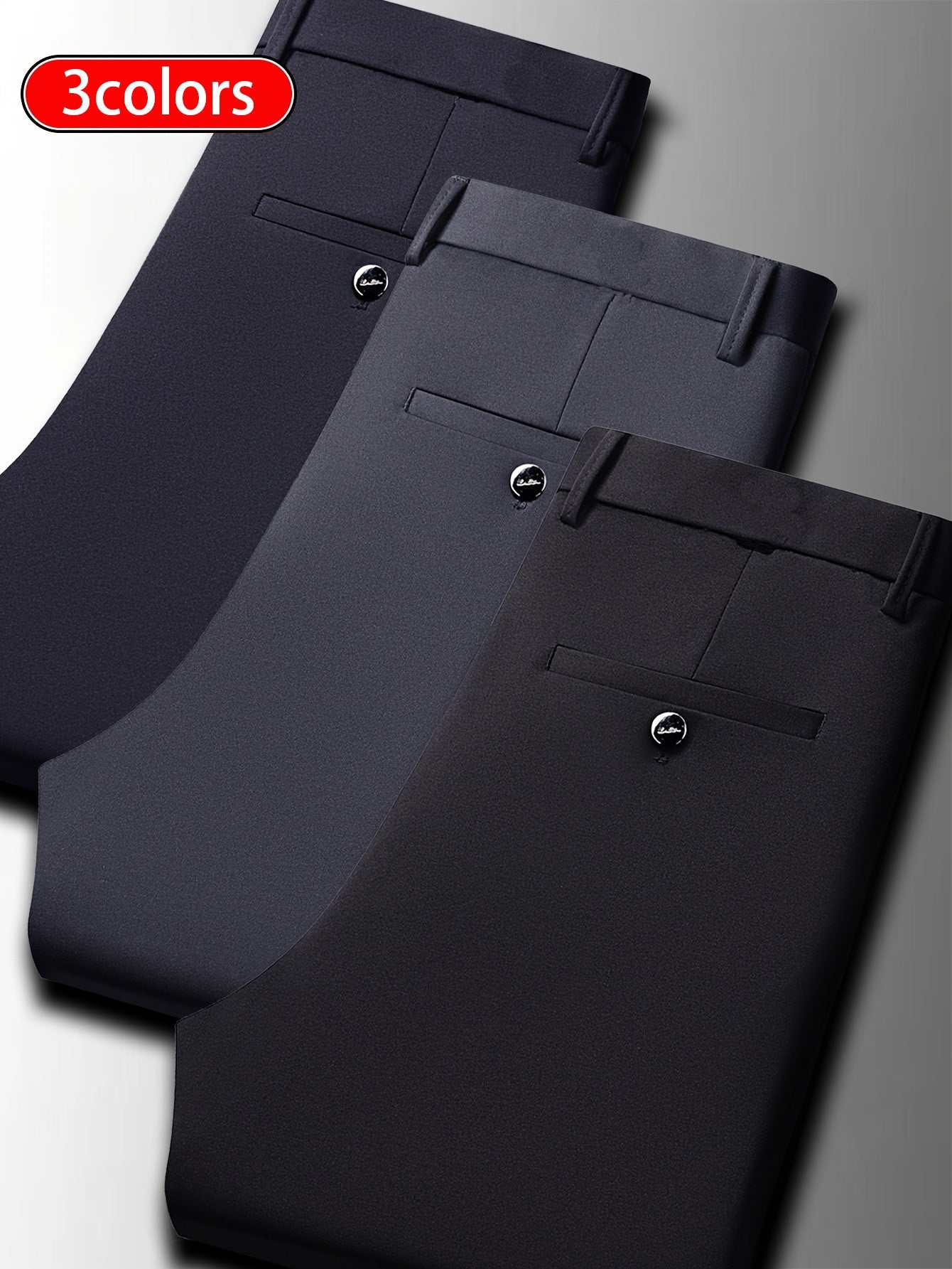 Men's Black Polyester High-Waist Pants - product view 7