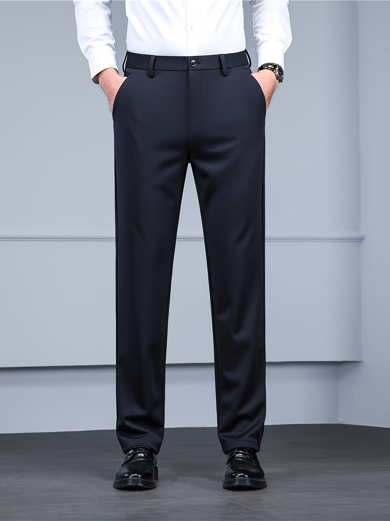 Men's Black Polyester High-Waist Dress - product view 13