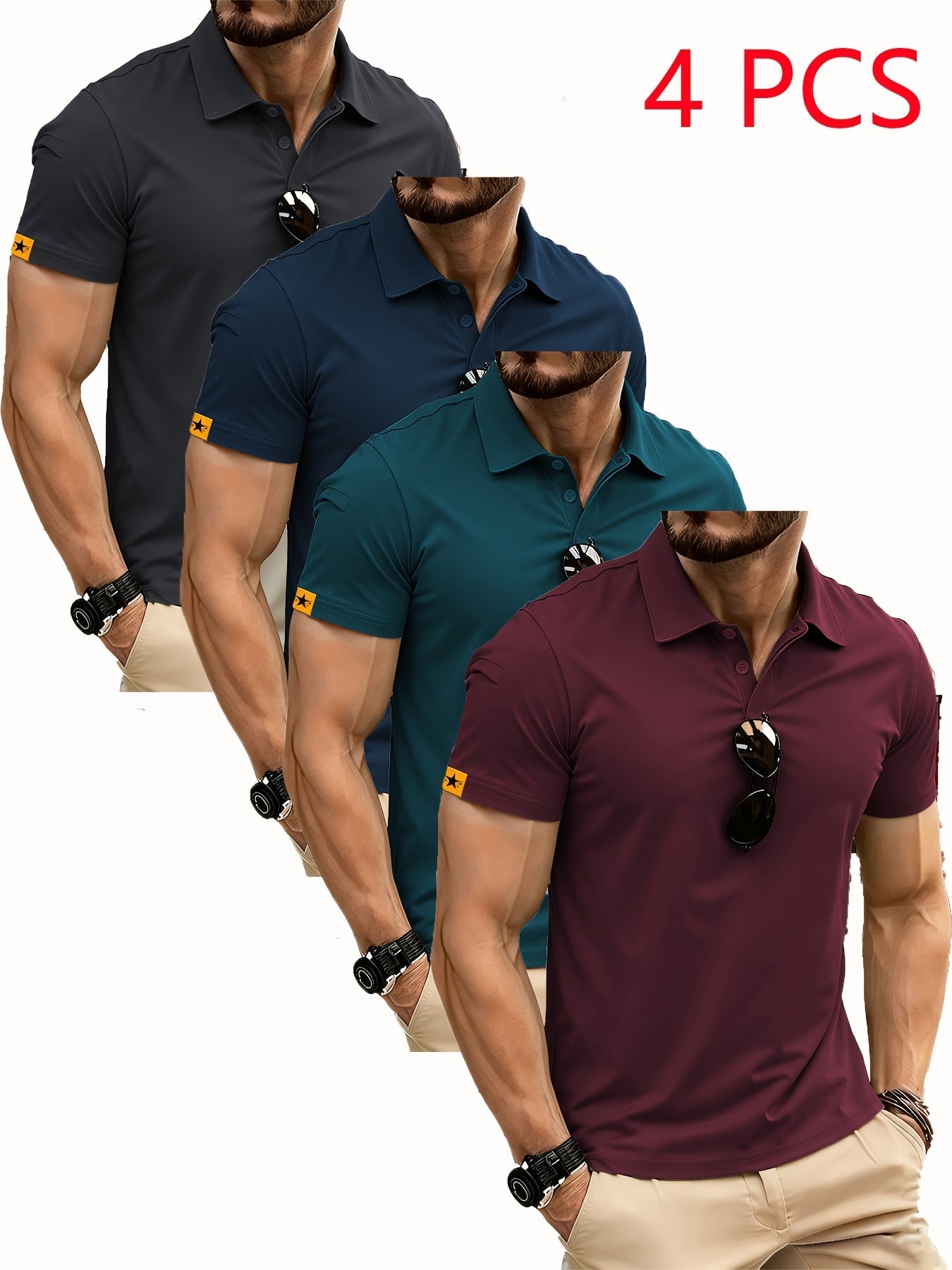 Men's Blue Navy Green Red Polyester Short-Sleeve T-Shirt - product view 18