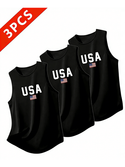 3 pieces of Summer Men'S Heavy Cotton Breathable Vests Sleeveless Tops Suitable - product view 4