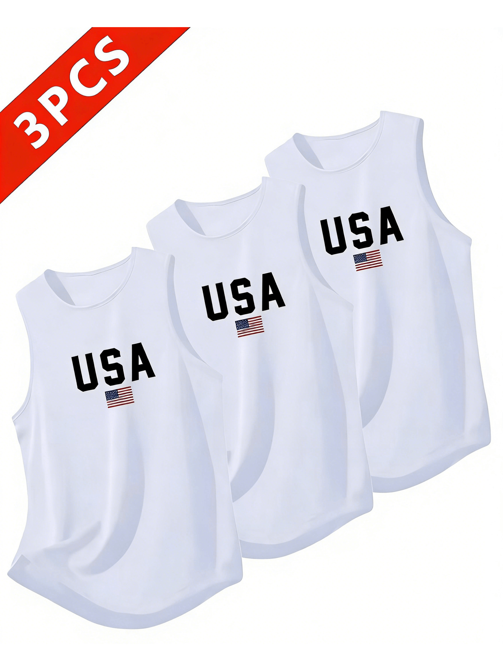 3 pieces of Summer Men'S Heavy Cotton Breathable Vests Sleeveless Tops Suitable - product view 1