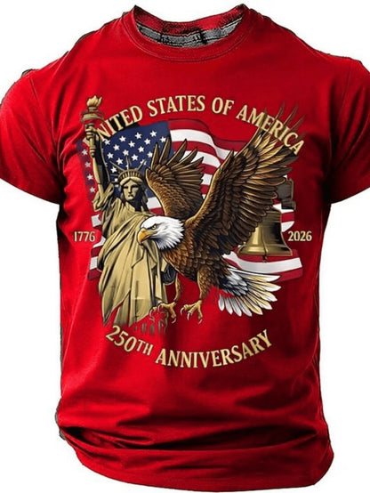 Men's Red Printed Short-Sleeve T-Shirt - product view 6