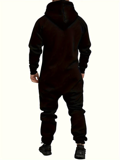Men's Hooded Coveralls - Full-Zip One-Piece Design