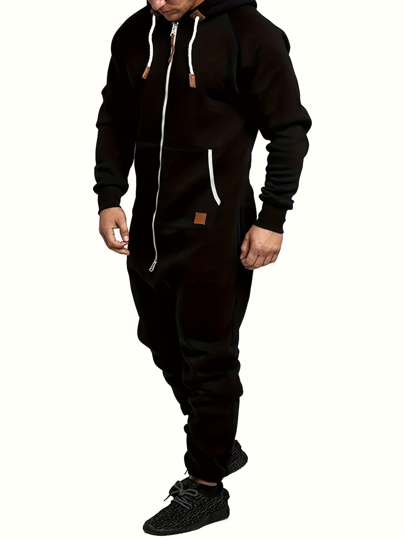 Men's Hooded Coveralls - Full-Zip One-Piece Design
