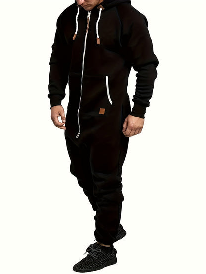 Men's Hooded Coveralls - Full-Zip One-Piece Design