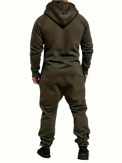 Men's Hooded Coveralls - Full-Zip One-Piece Design
