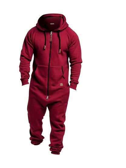 Men's Bright Red Polyester Jumpsuit - product view 8