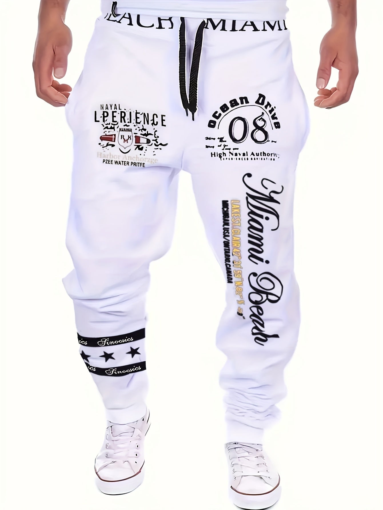 Men's White Polyester Pants - product view 5