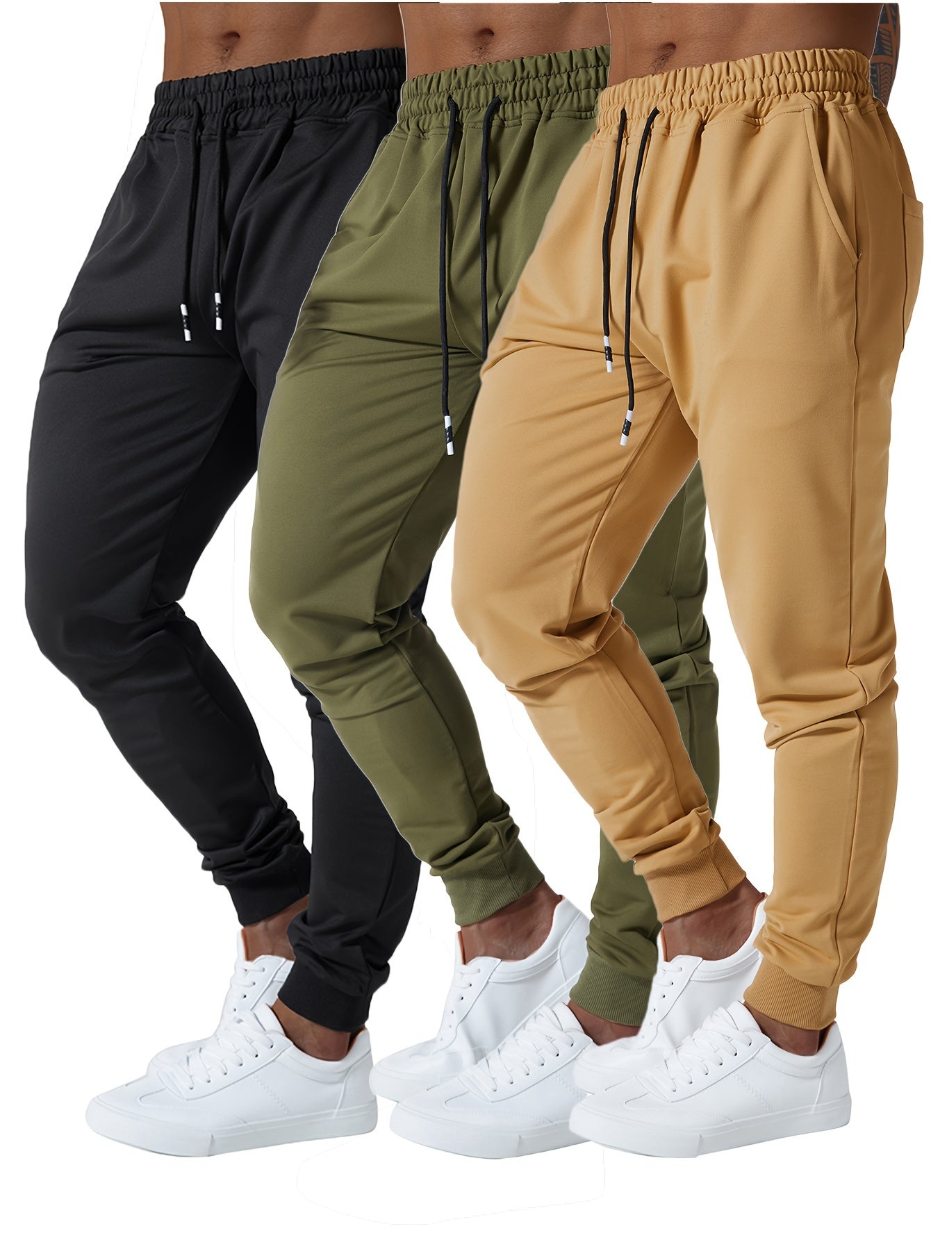 Men's Black+Darkgray+Lightgray Knit Pants - product view 26