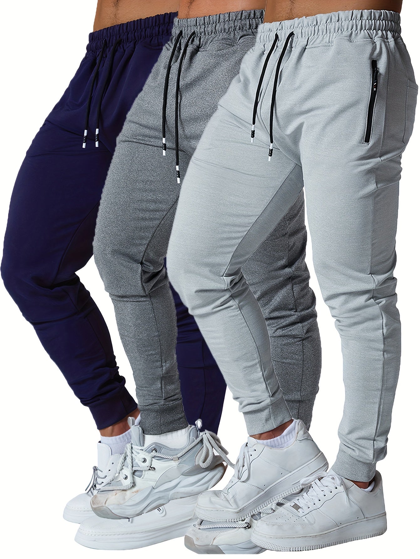 Men's Black+Navy+Light Grey Pants - product view 17