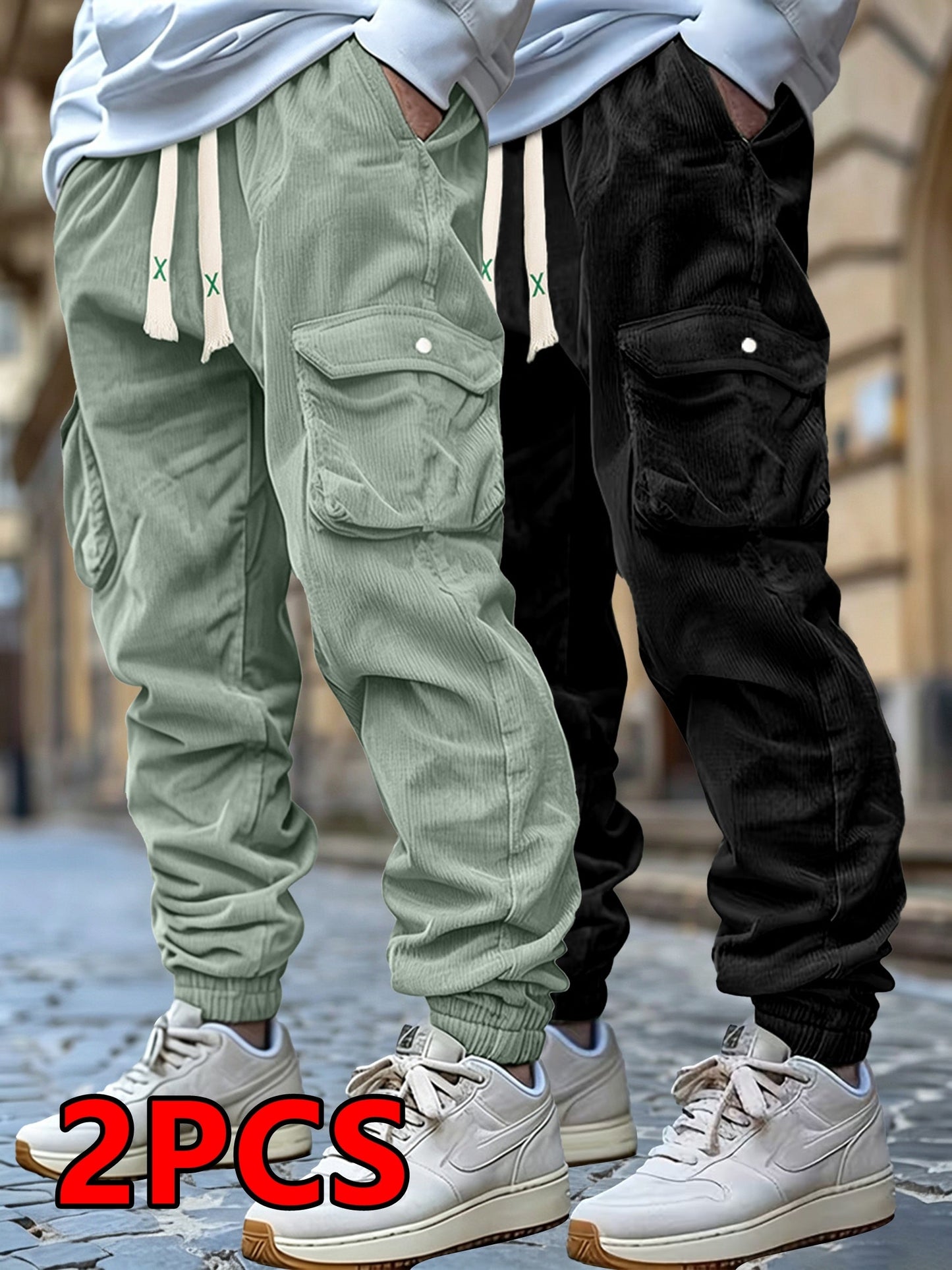 Men's Black+Light White Polyester Printed Pants - product view 12