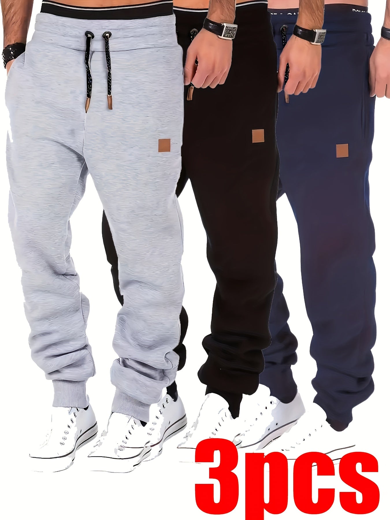 Men's Black+navy+grey Pants - product view 8