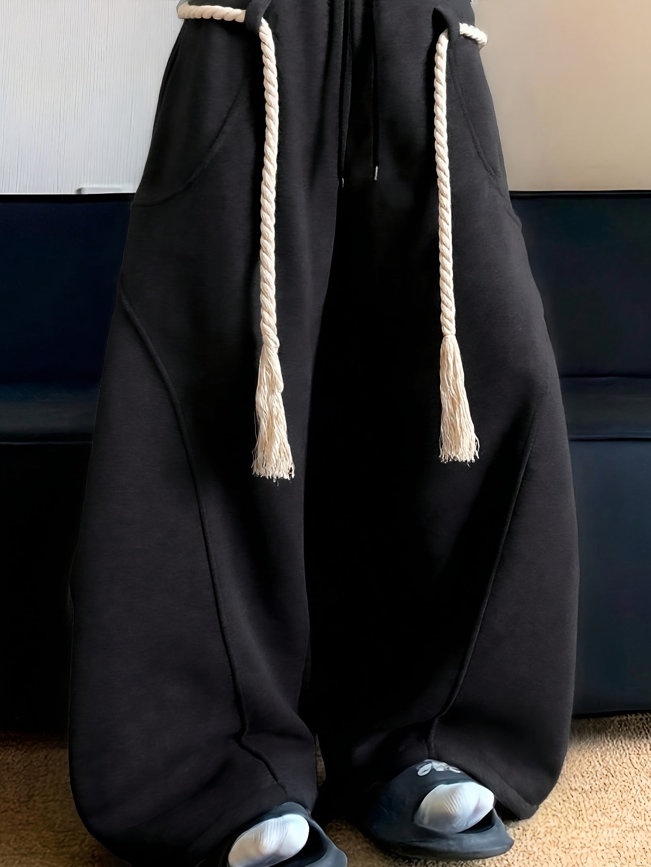 Men's Black Polyester Pants - product view 7