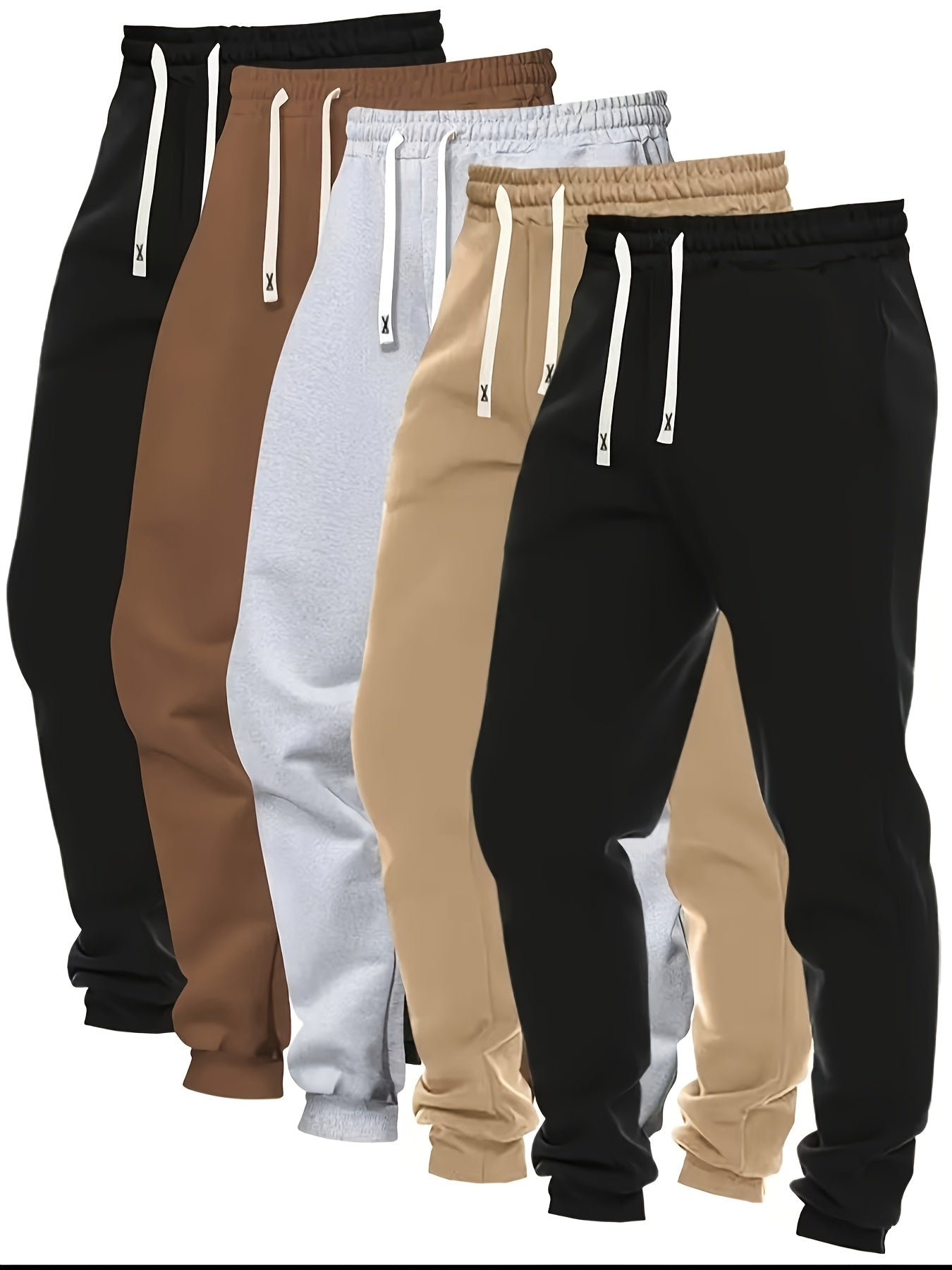 5pcs Men's Casual Sweatpants Polyester Knit Fabric Cotton Solid Color Regular Fit - product view 16