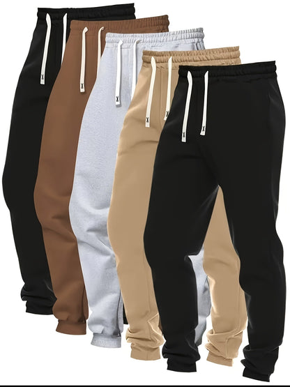5pcs Men's Casual Sweatpants Polyester Knit Fabric Cotton Solid Color Regular Fit - product view 16