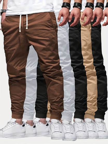Men's Coffee + Gray + Khaki + Black + Black Polyester Pants - product view 5