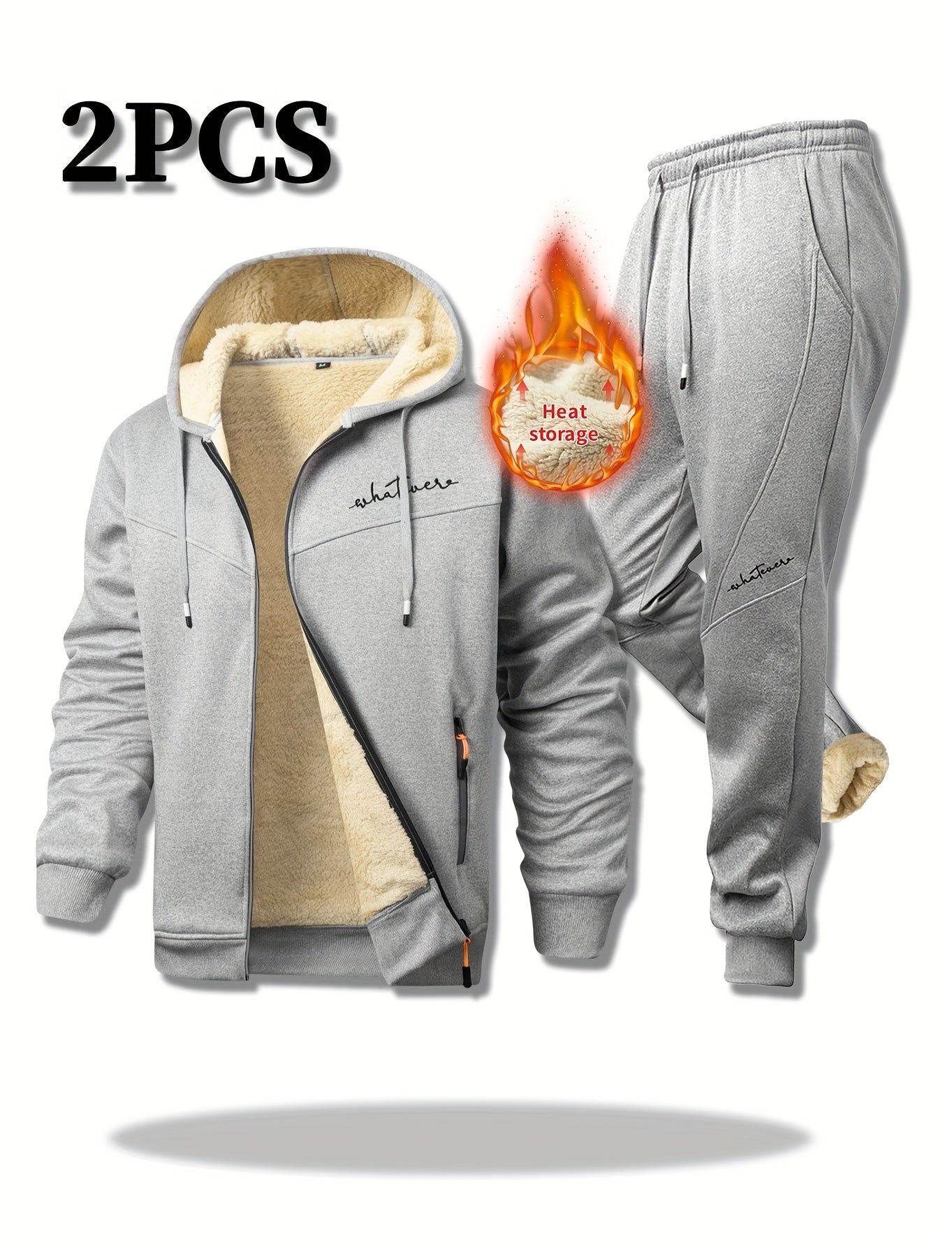 Men's Light Grey Polyester Zip-Up Long-Sleeve Jacket - product view 4