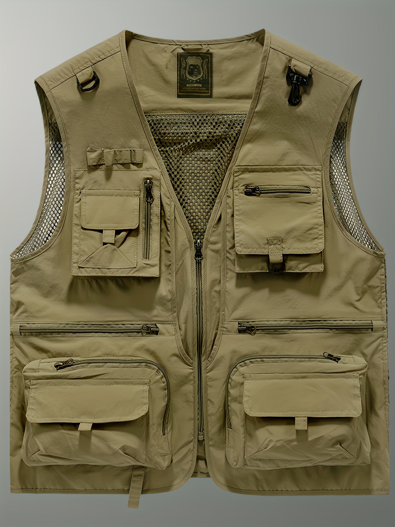 Men's Multi-Pocket Cargo Vest - Zip Front Outdoor Storage