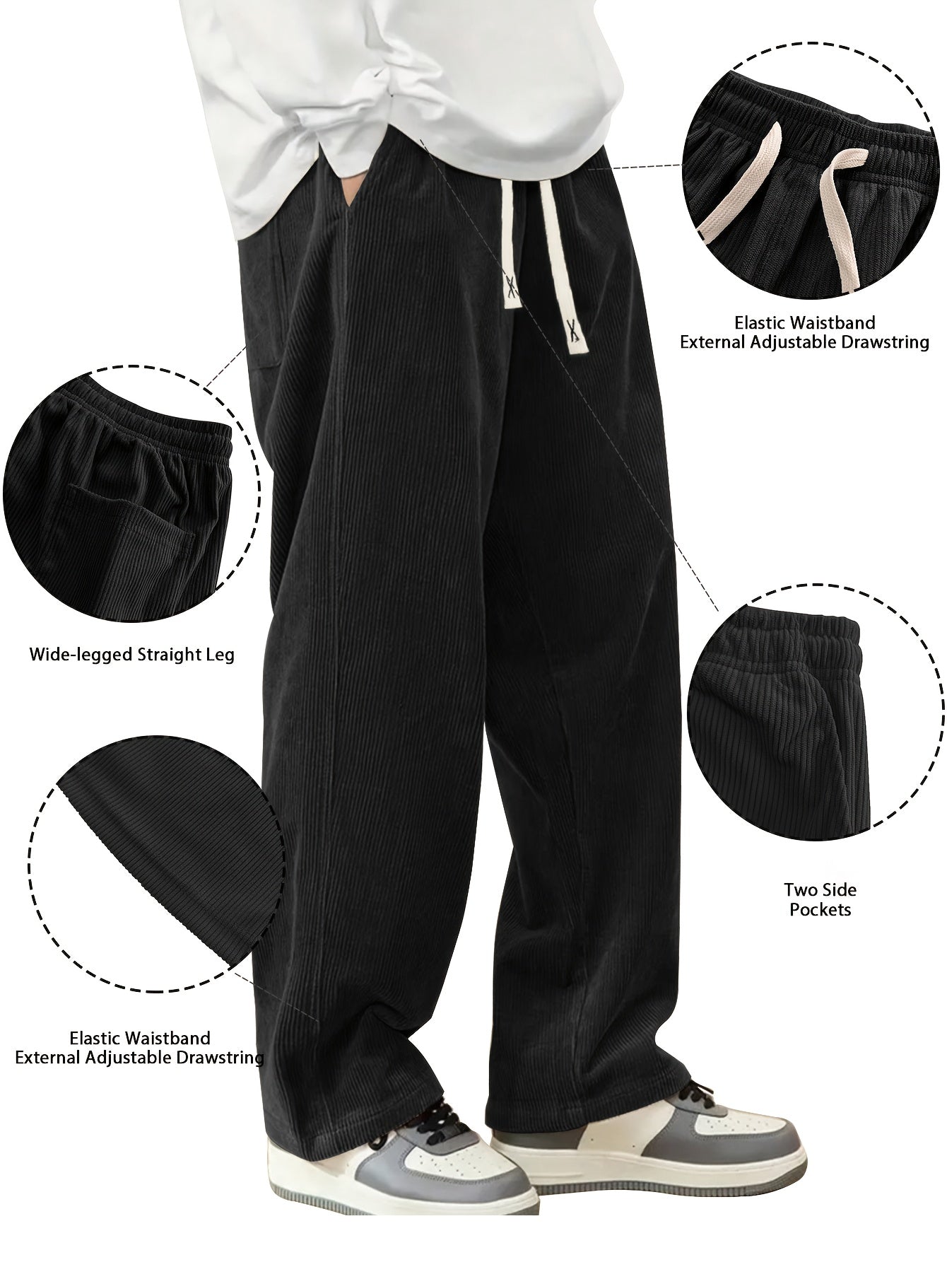 Men's Black+Black+Brown Pants - product view 12