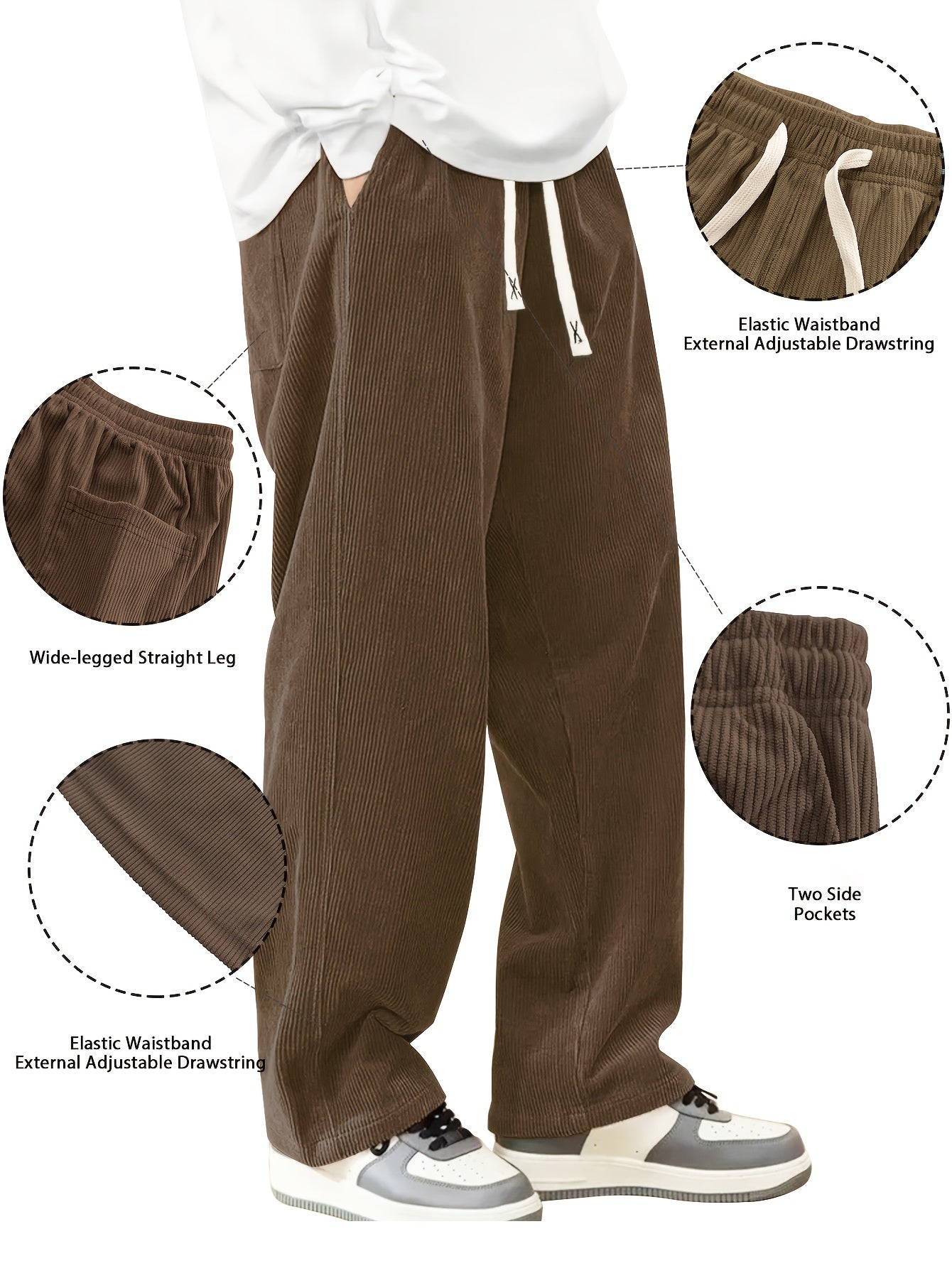 Men's Black+Black+Brown Pants - product view 36