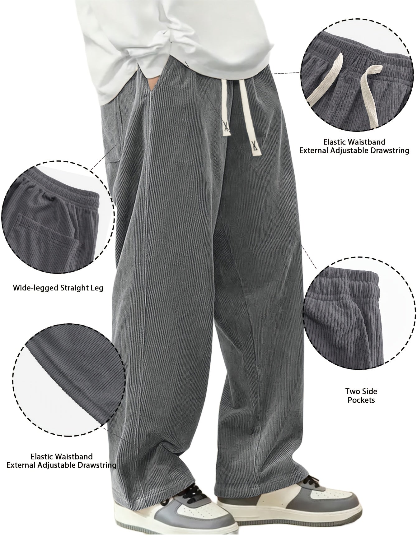 Men's Black+Black+Brown Pants - product view 44