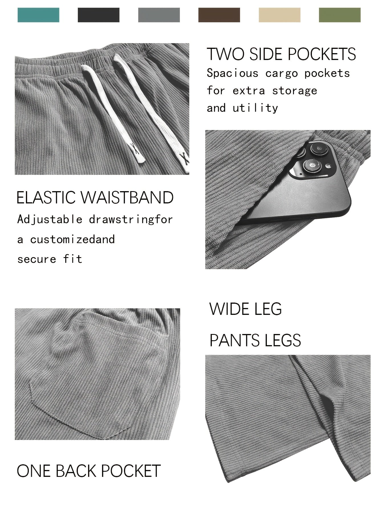 Men's Black+Black+Brown Pants - product view 9